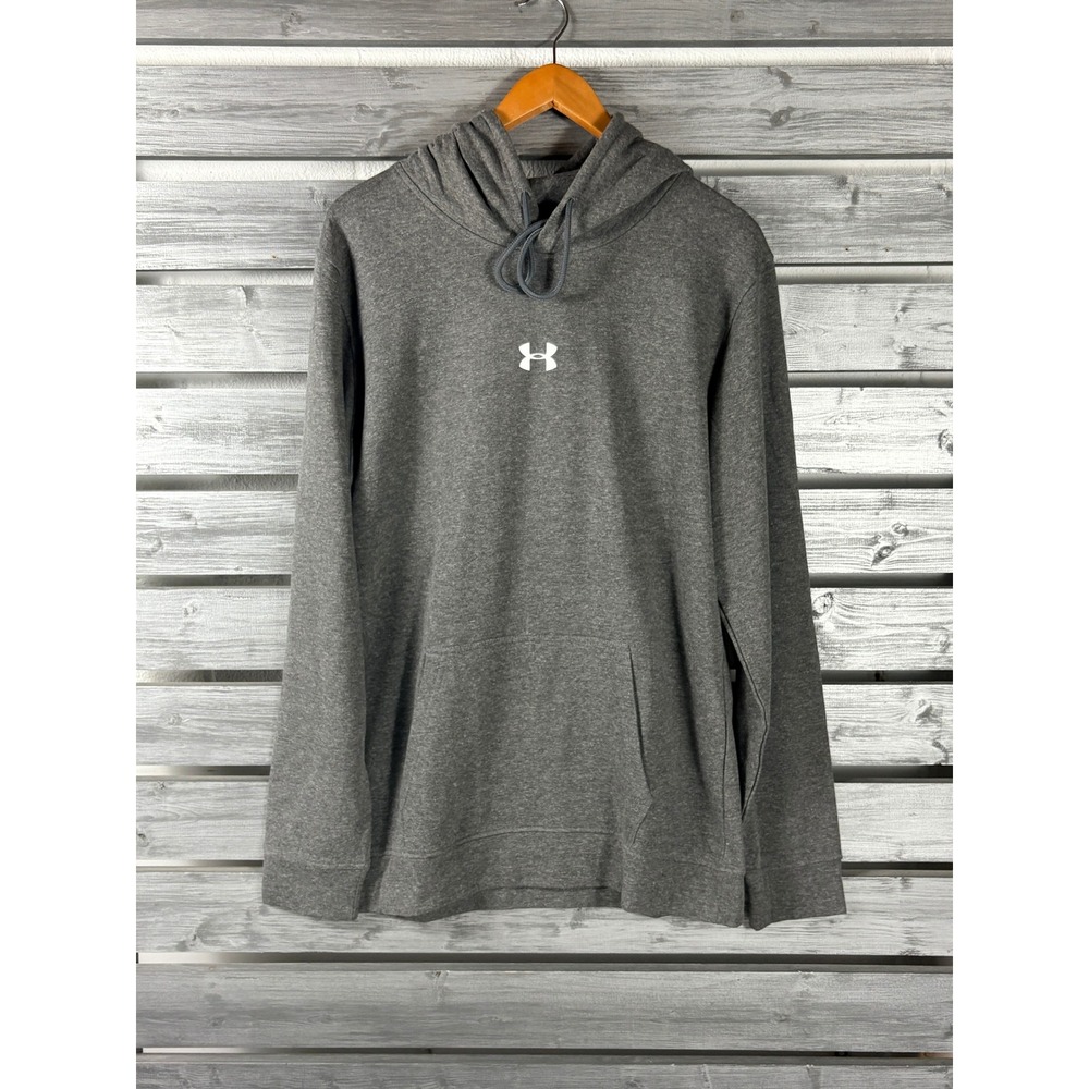Under Armour Womens XL Gray Pullover Hoodie Sweatshirt Center Logo NWOT